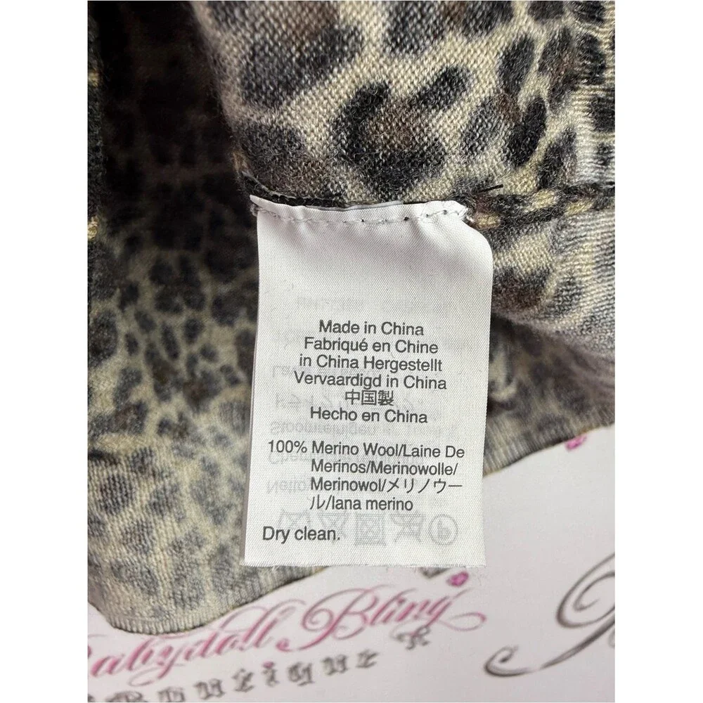 J. Crew merino wool top Leopard Print Crewneck Sweater in Black and Tan